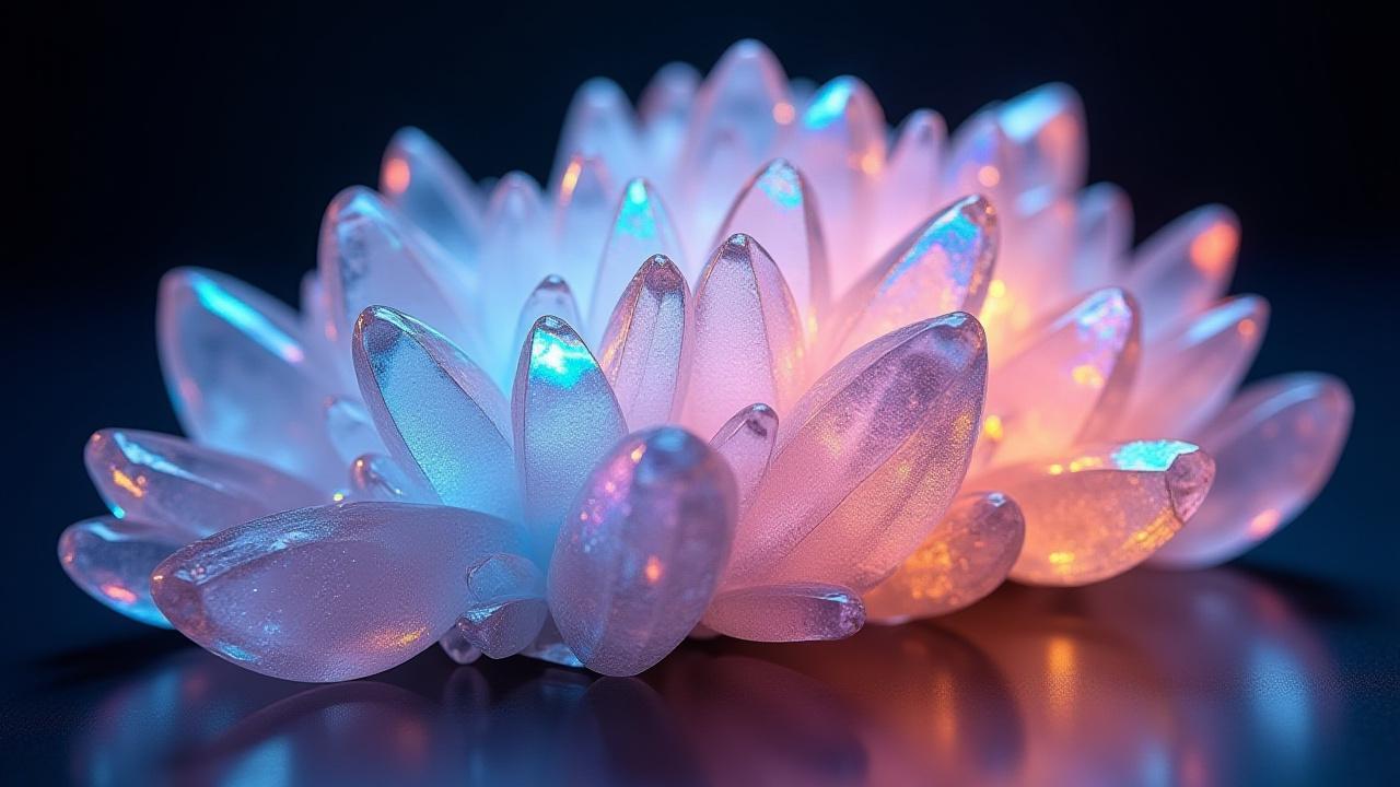 Cluster de Cuarzo Aura Titanio con vibrantes colores metálicos.