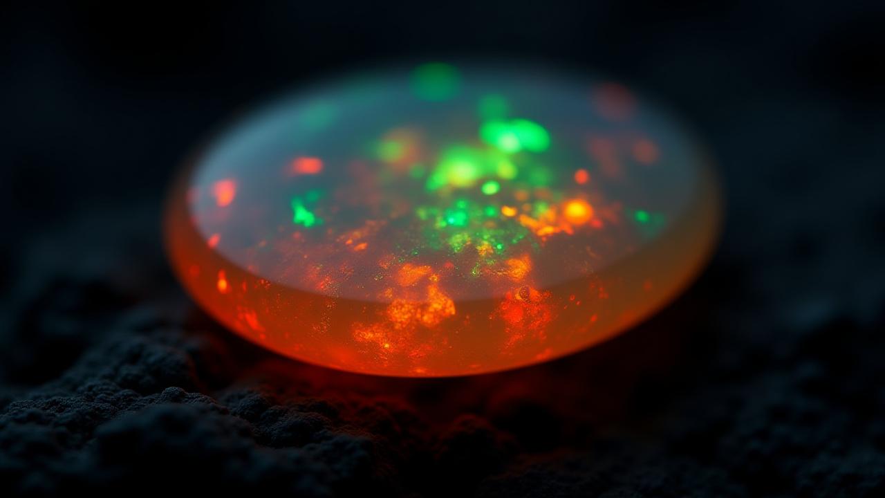 Ópalo de Fuego de Magdalena, Jalisco, mostrando una iridiscencia vívida.