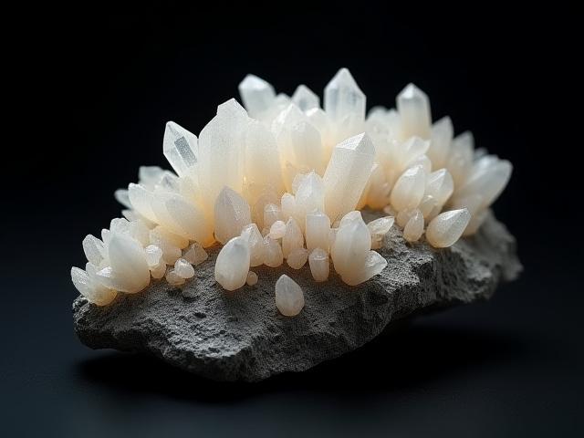 Analcima de Sonora en matriz, cristales blancos